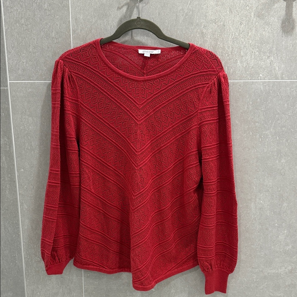 Chico's Vibrant Orangish Red Knit Sweater